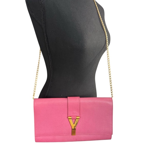 Yves SAINT LAURENT Calfskin Classic Y Ligne Clutch in Pink - Picture 1 of 14